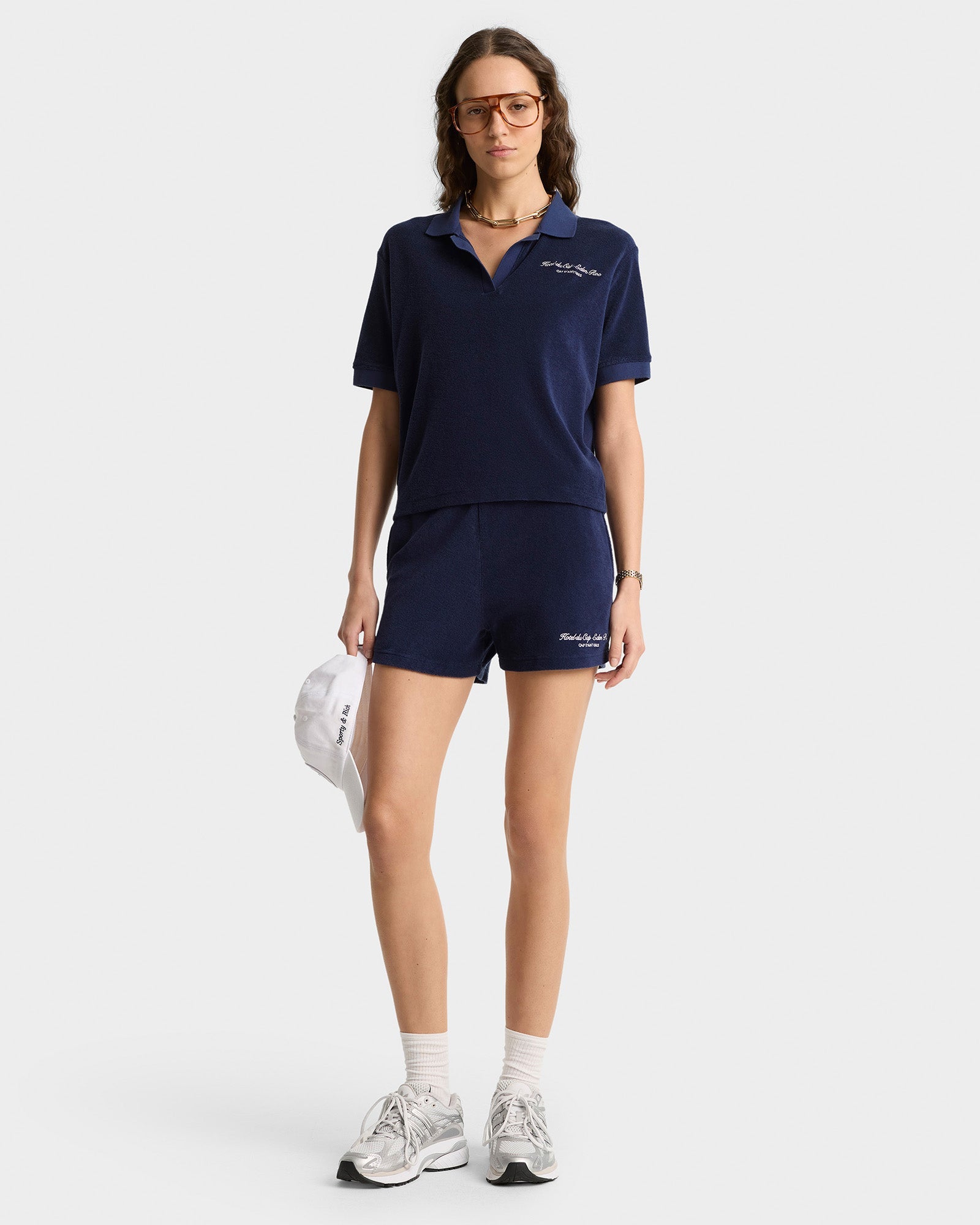 Eden Script Terry Polo Women - Navy/White