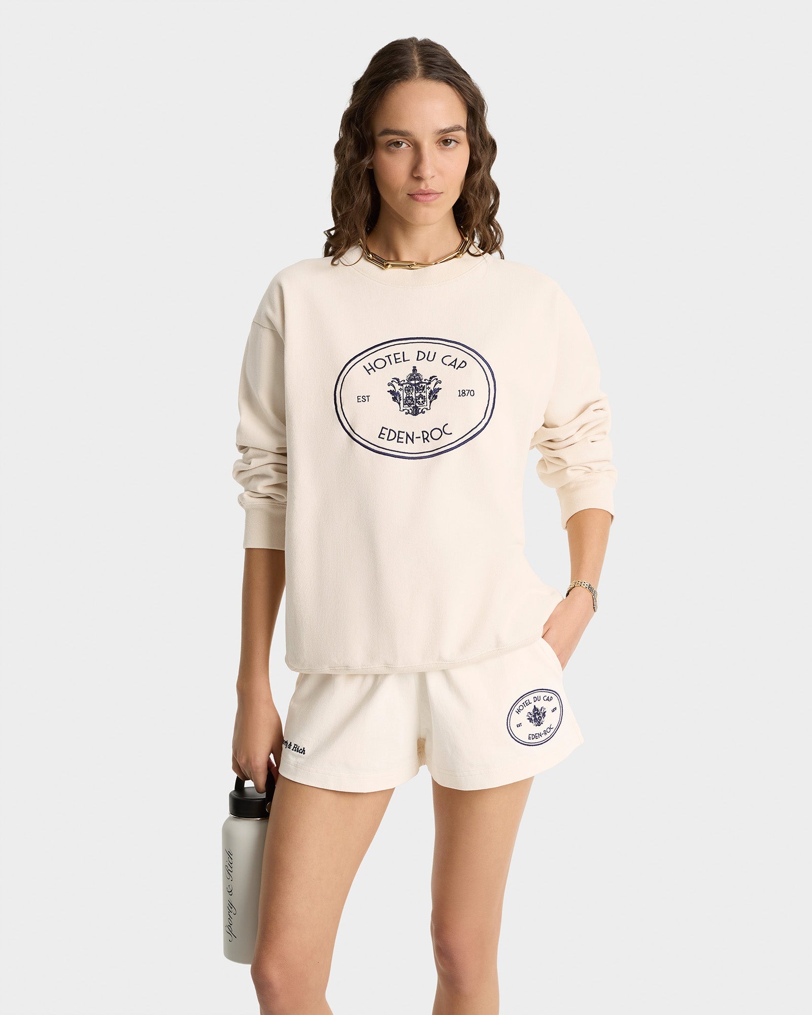 Eden Crest Crewneck - Cream/Navy