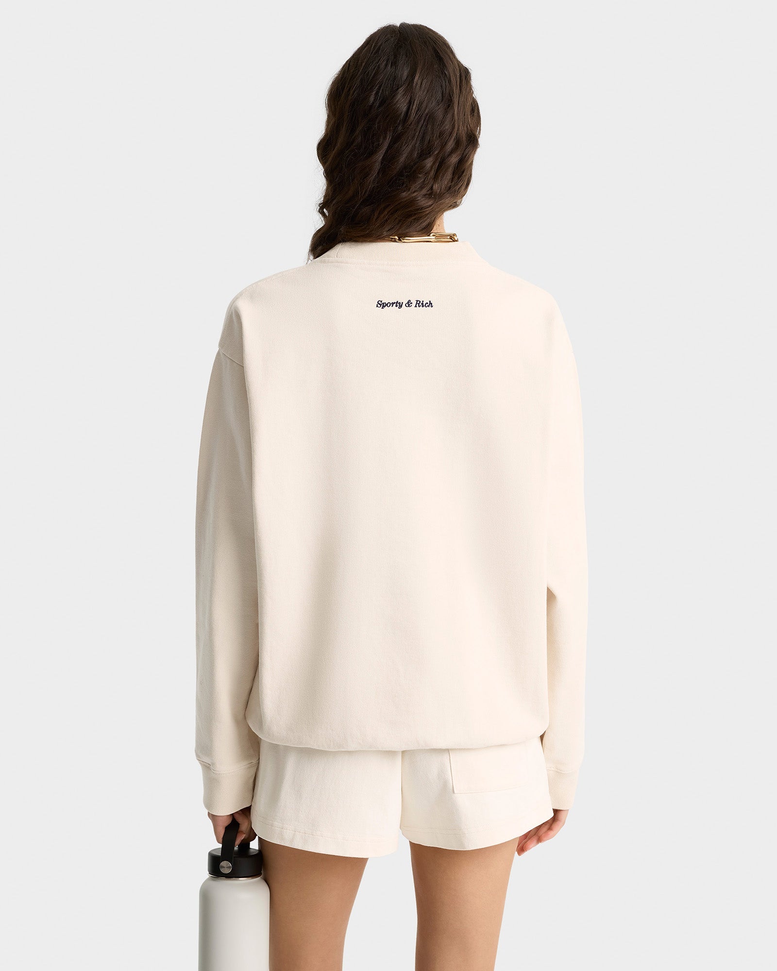 Eden Crest Crewneck - Cream/Navy