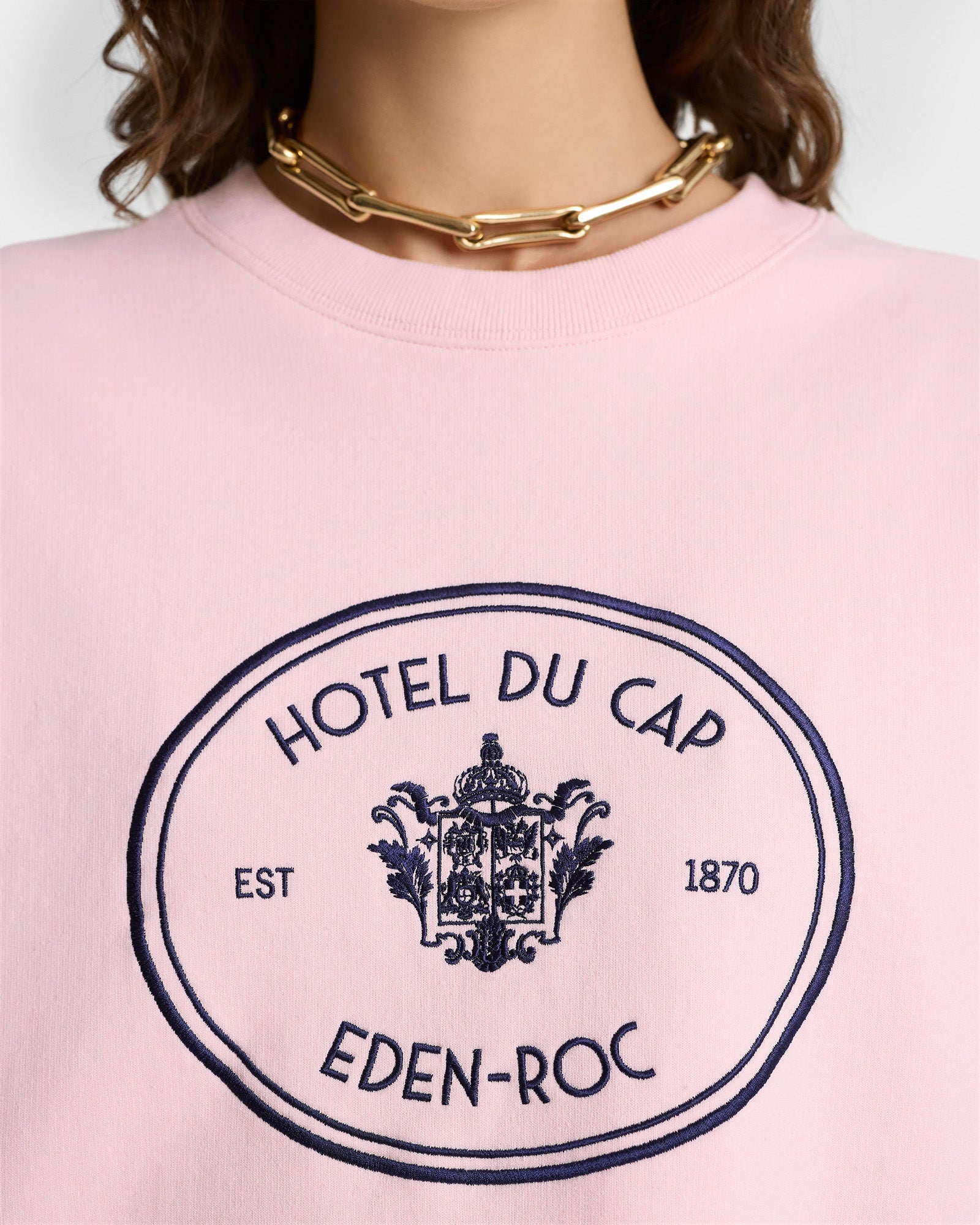 Eden Crest Crewneck - Pink Dolphin/Navy