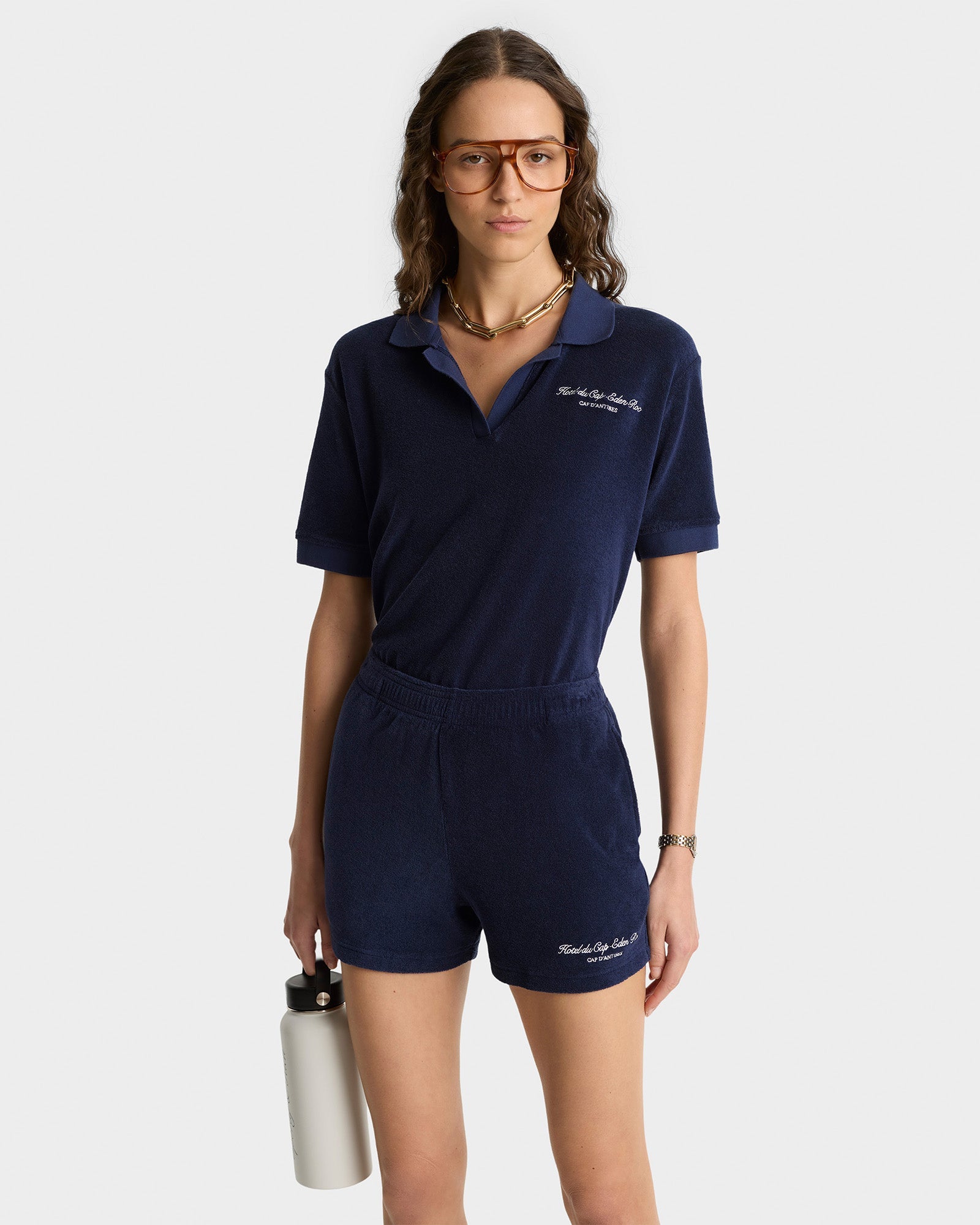Eden Script Terry Short - Navy/White
