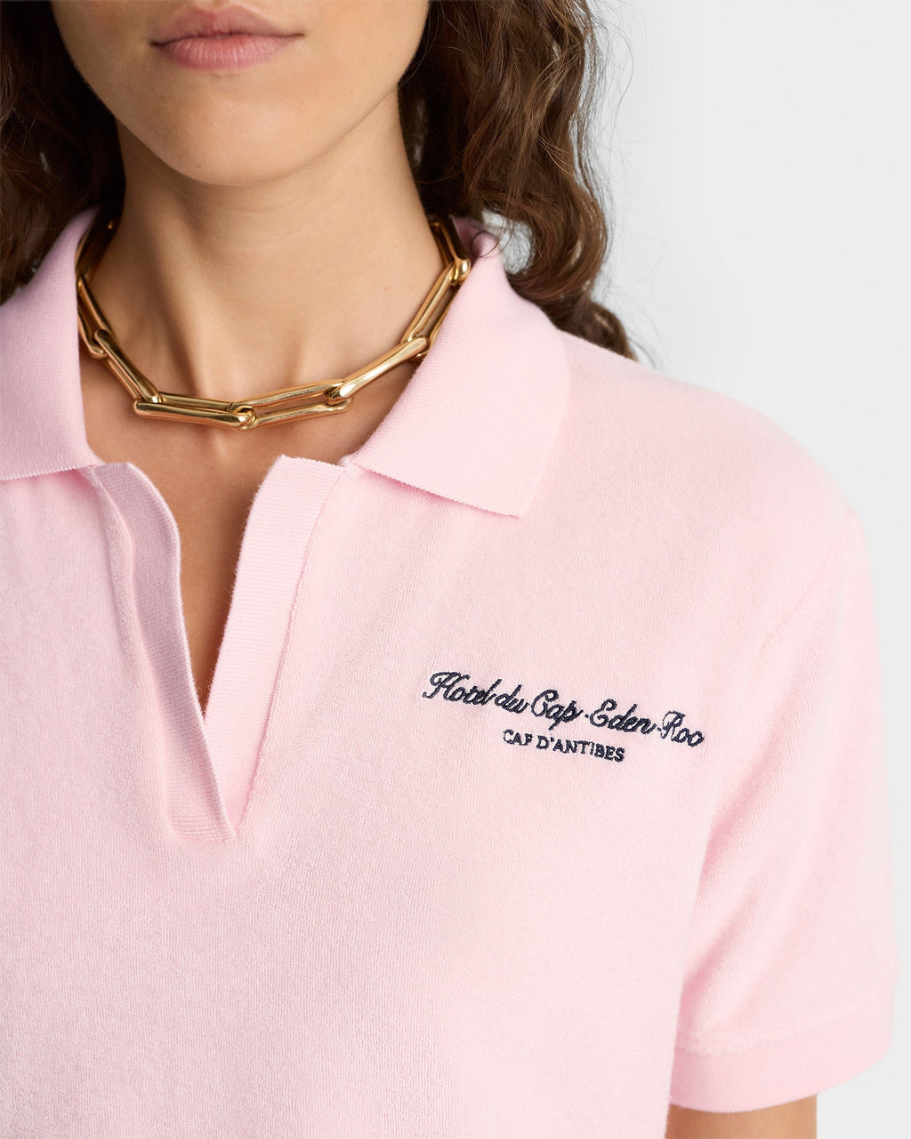 Eden Script Terry Polo Women - Pink Dolphin/Navy