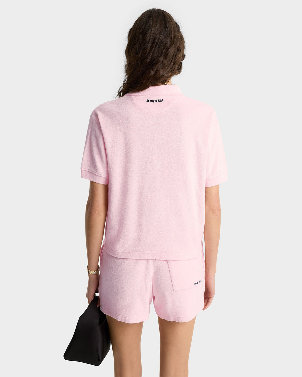 Eden Script Terry Polo Women - Pink Dolphin/Navy