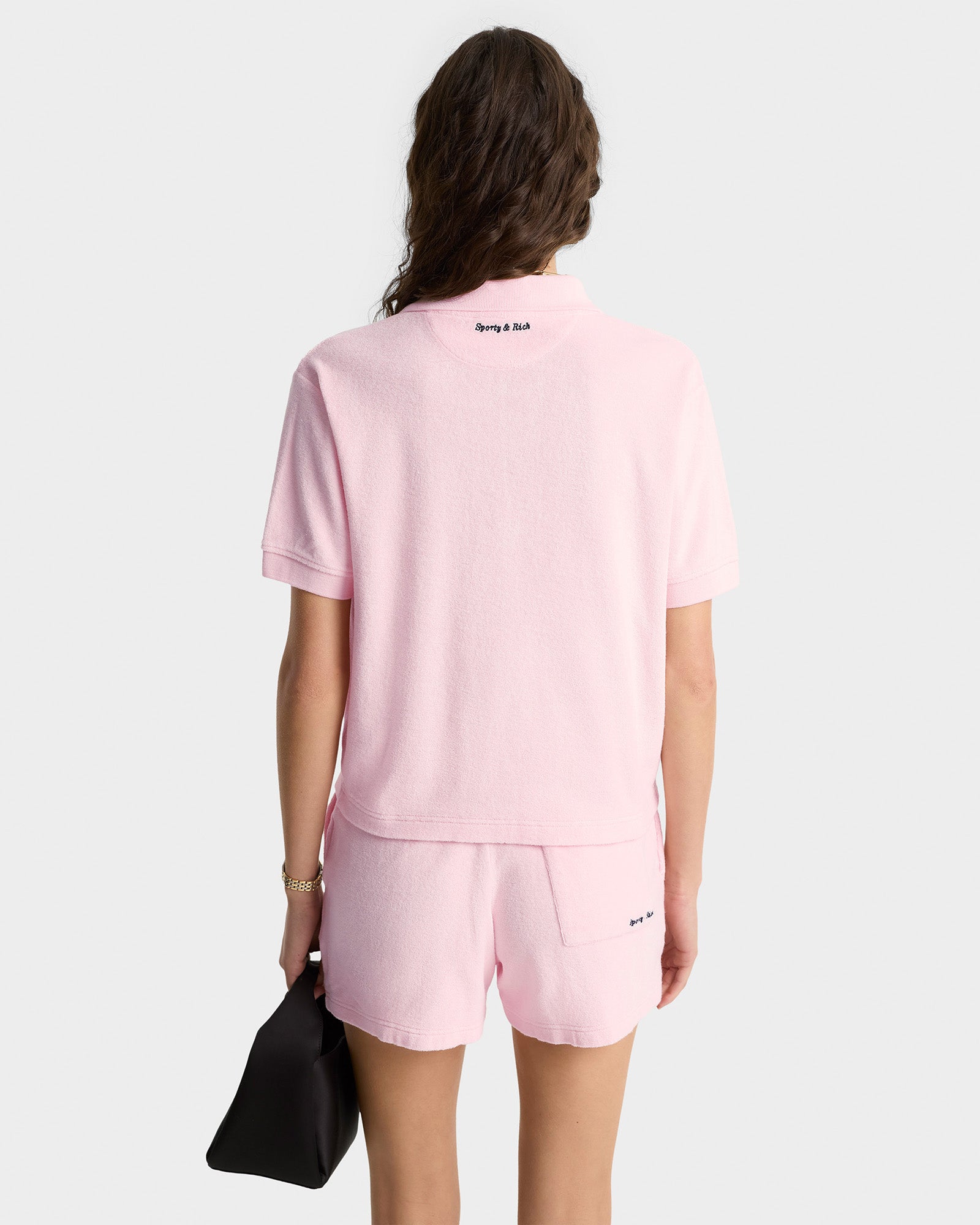 Eden Script Terry Polo Women - Pink Dolphin/Navy