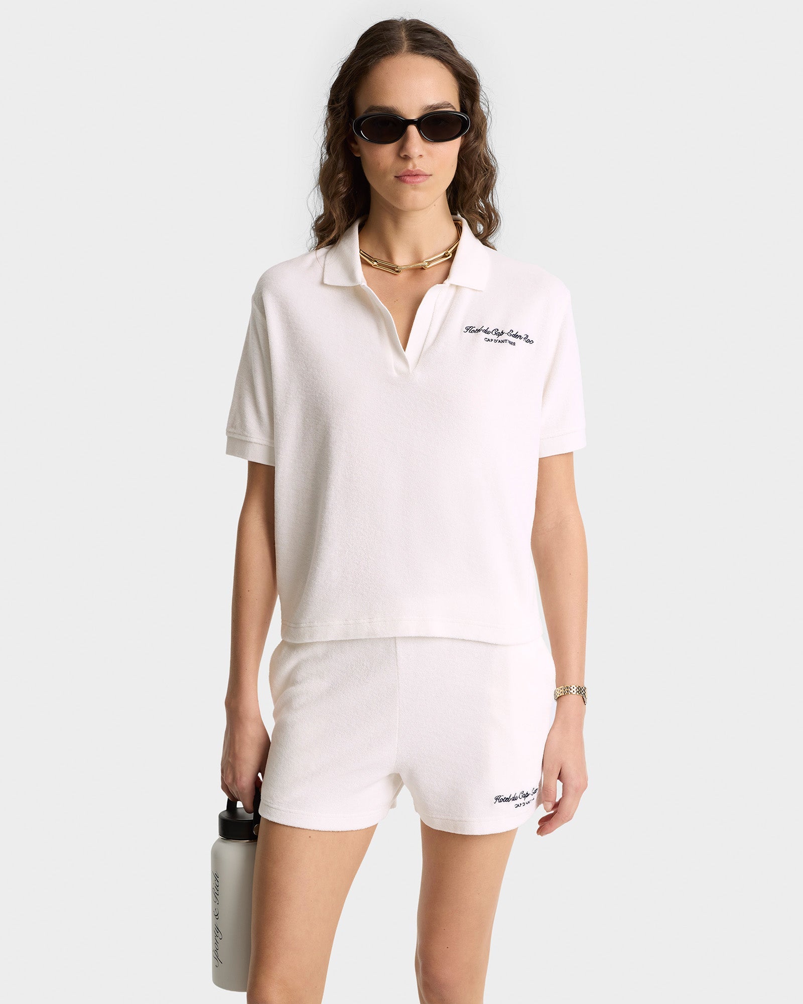 Eden Script Terry Polo Women - White/Navy