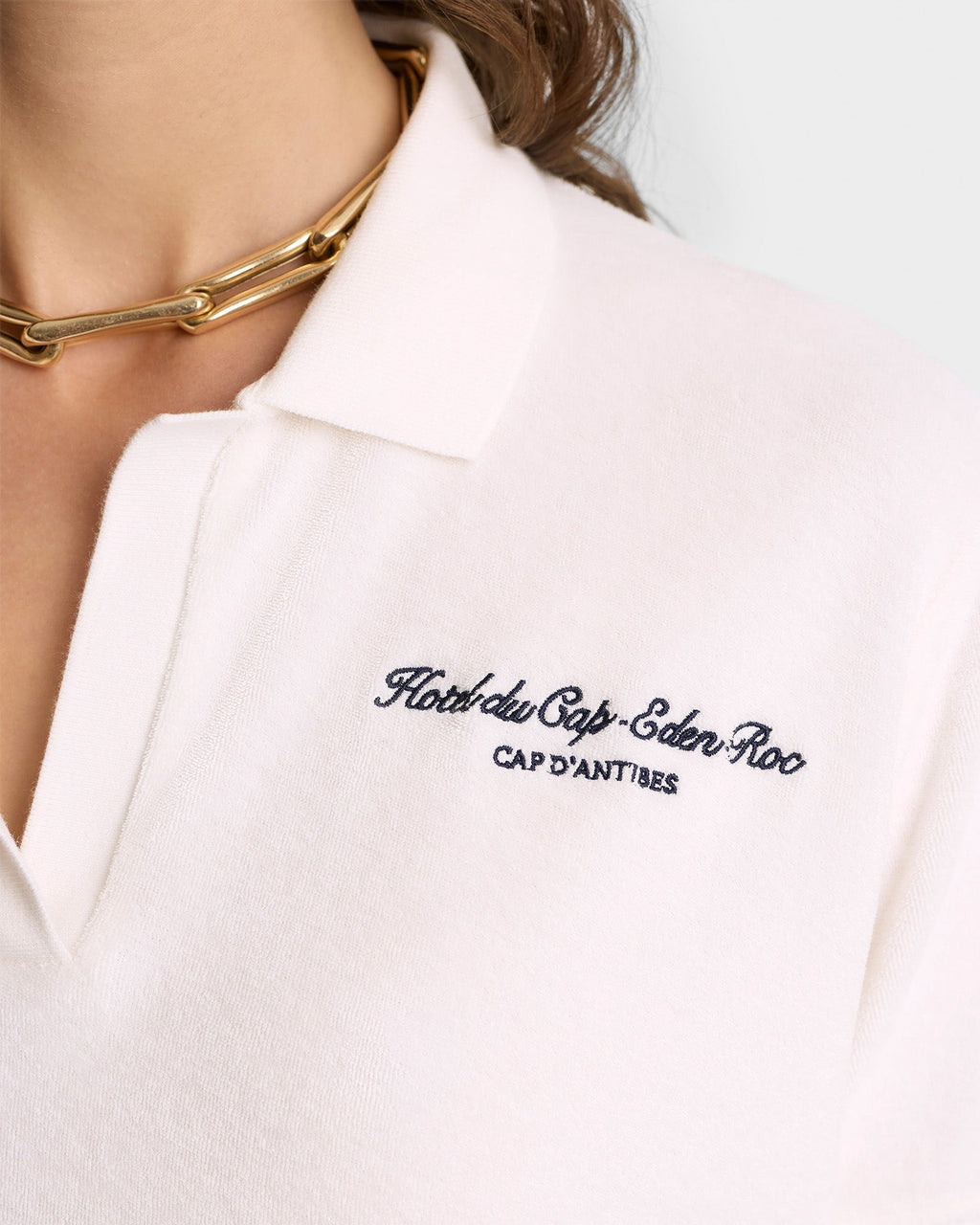 Eden Script Terry Polo Women - White/Navy