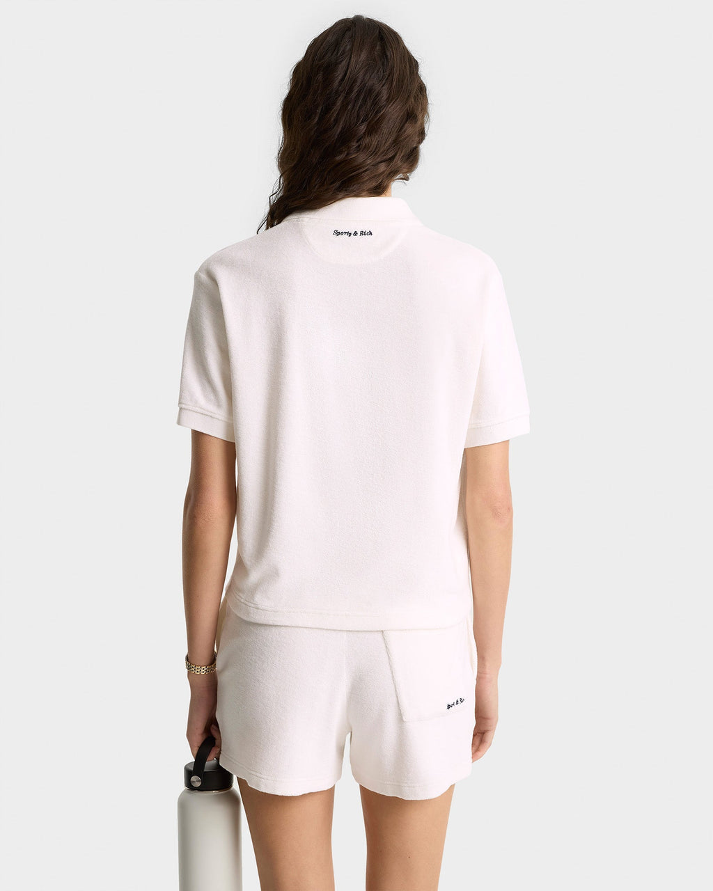 Eden Script Terry Polo Women - White/Navy