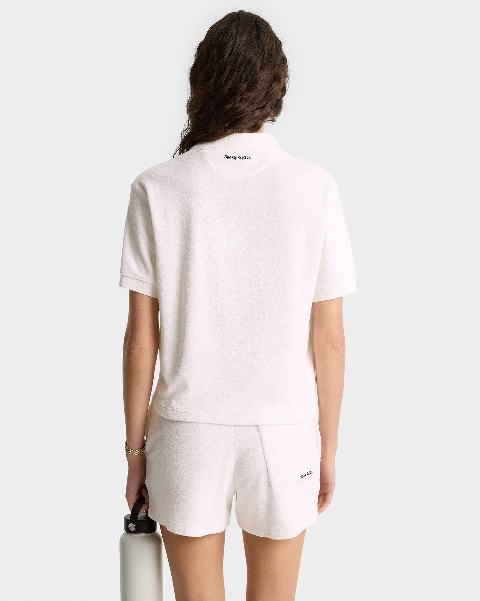 Eden Script Terry Polo Women - White/Navy