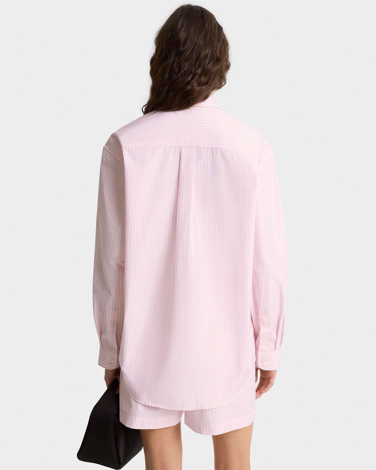 Eden Script Oversized Shirt - Pink/White Thin Stripe