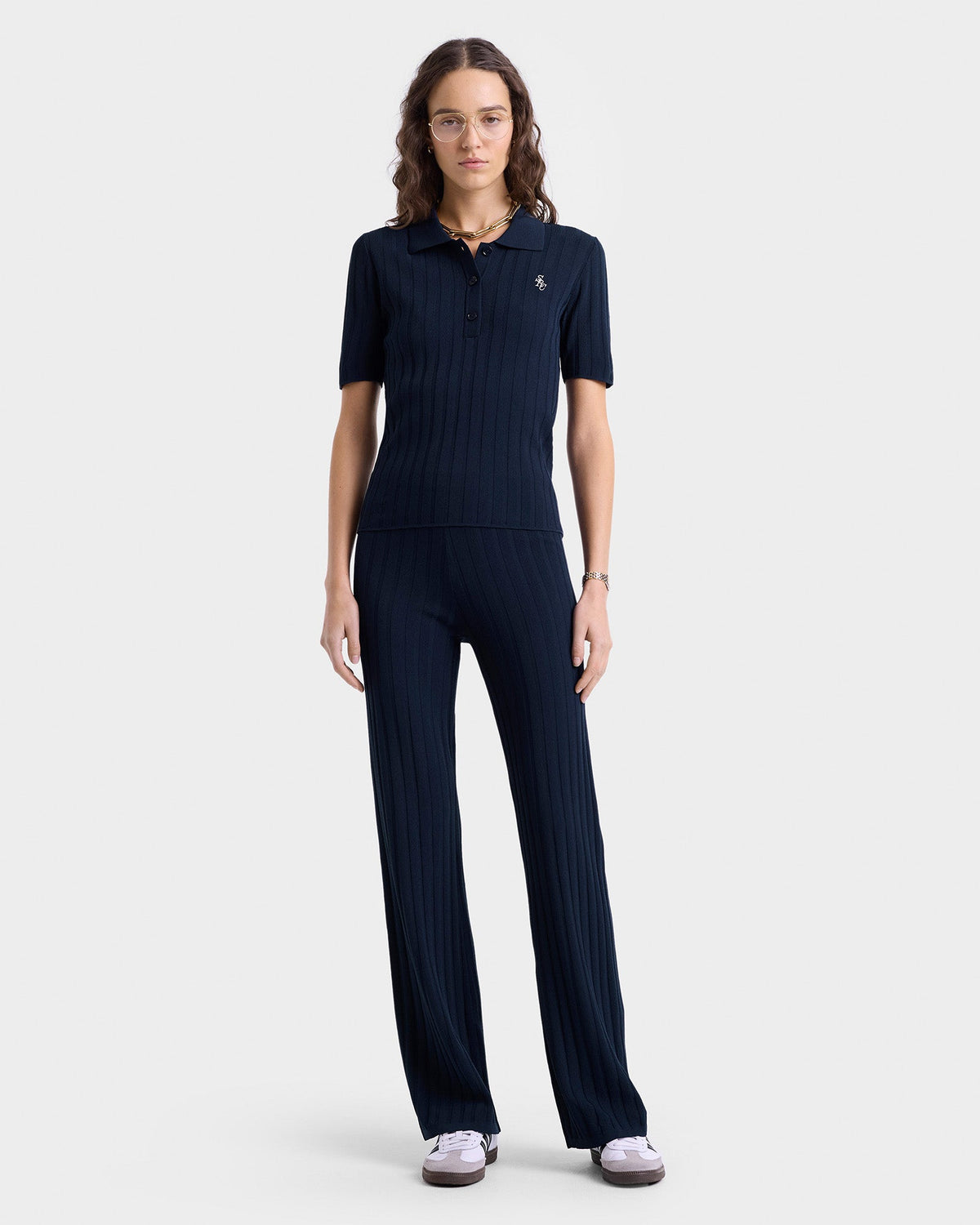 SRC Ribbed Polo - Navy/White
