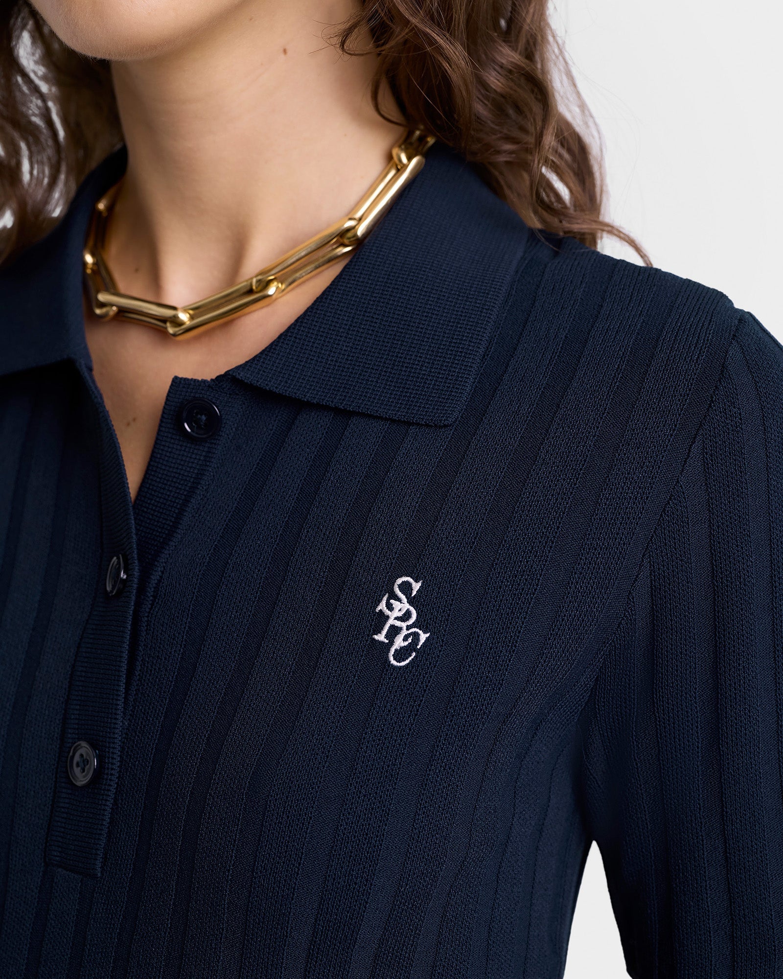 SRC Ribbed Polo - Navy/White