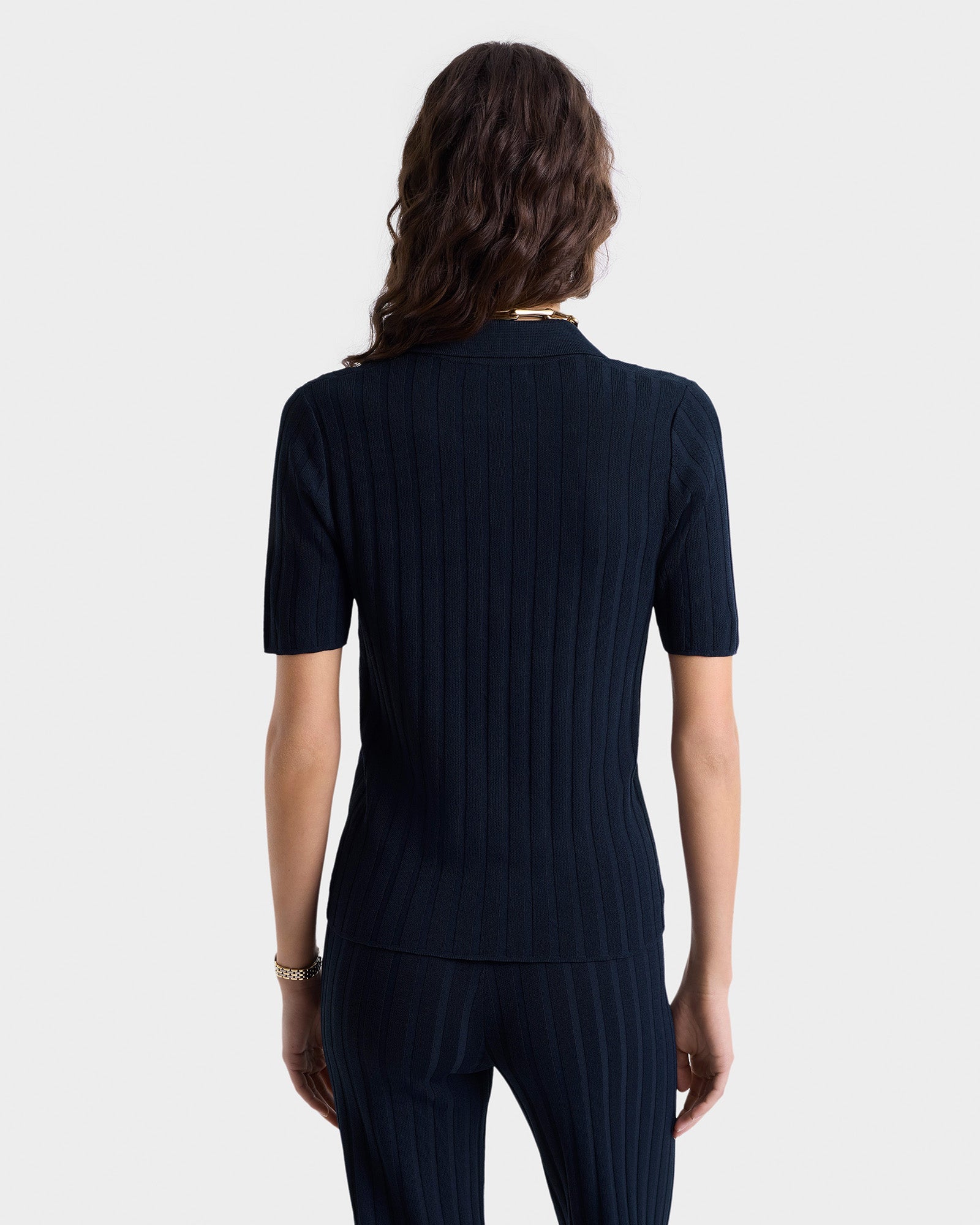 SRC Ribbed Polo - Navy/White