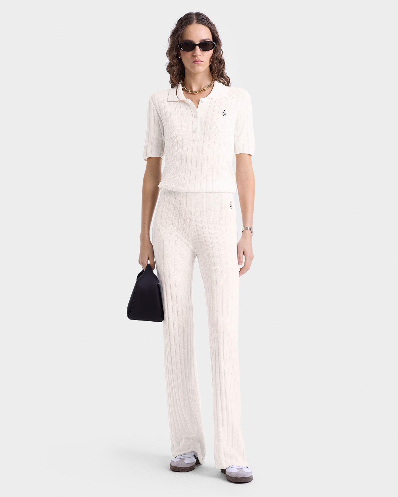 SRC Ribbed Trousers - Ecru/Navy