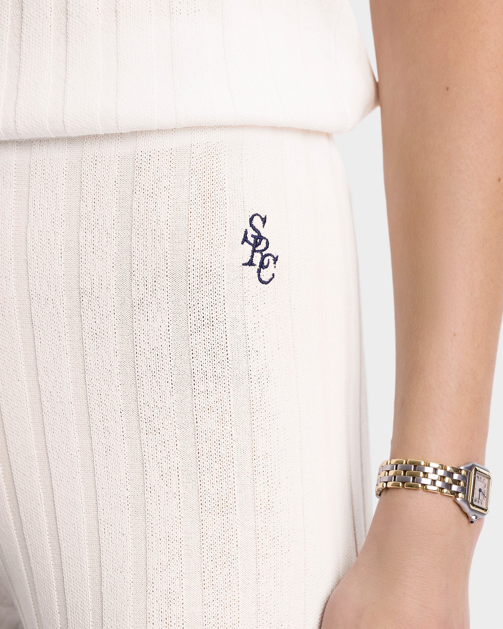 SRC Ribbed Trousers - Ecru/Navy