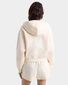 Lion Health Cropped Zip Hoodie - Cream