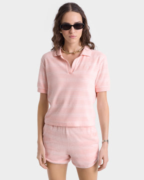SRC Terry Polo - Pink Dolphin Striped