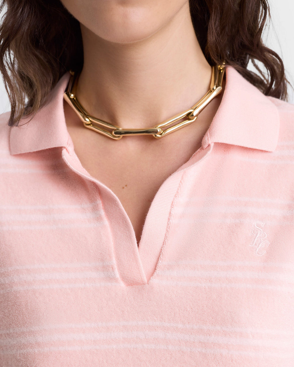 SRC Terry Polo - Pink Dolphin Striped