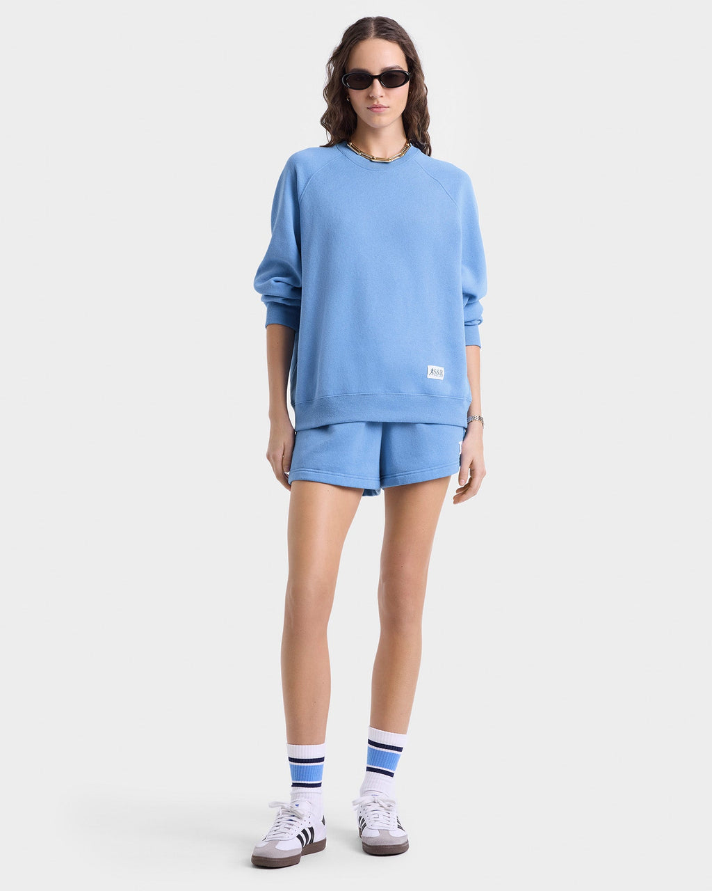 SR Runner Soft Crewneck - Juniper/White