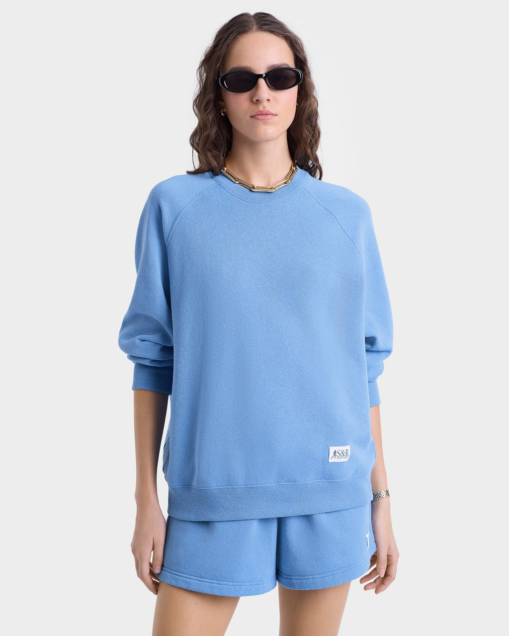 SR Runner Soft Crewneck - Juniper/White