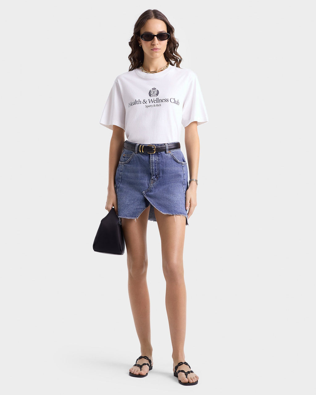 H&W Crest T-Shirt - White/Navy