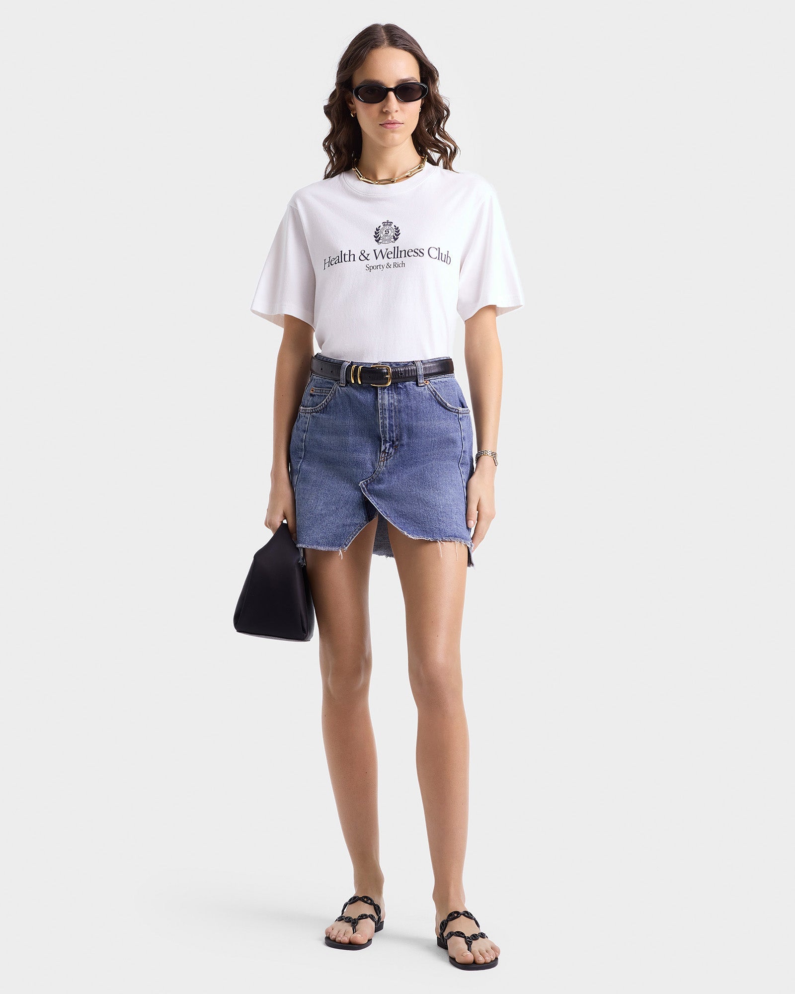 H&W Crest T-Shirt - White/Navy