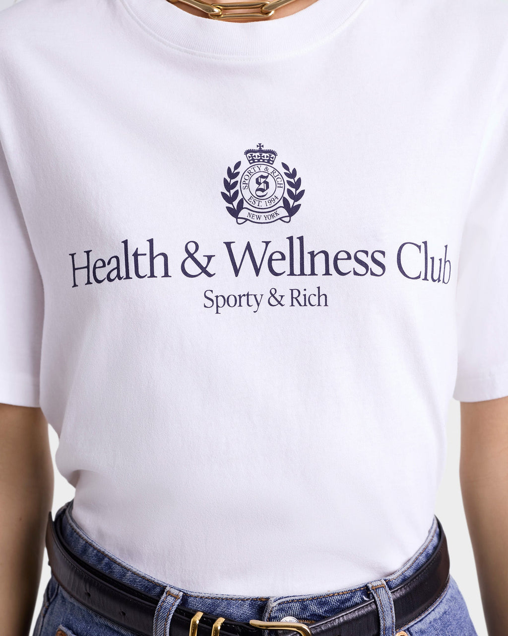 H&W Crest T-Shirt - White/Navy