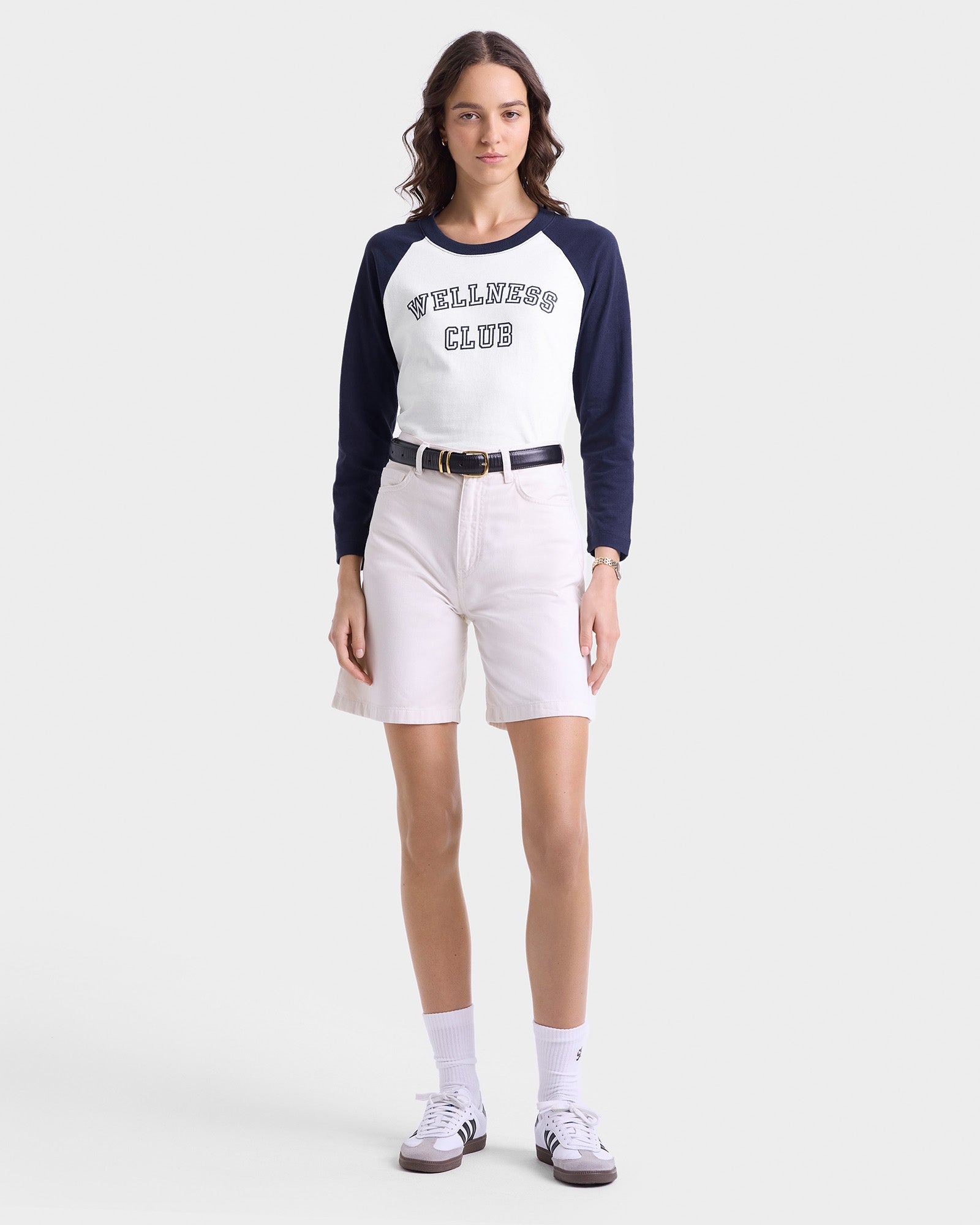 Wellness Club Baseball Tee - White/Navy