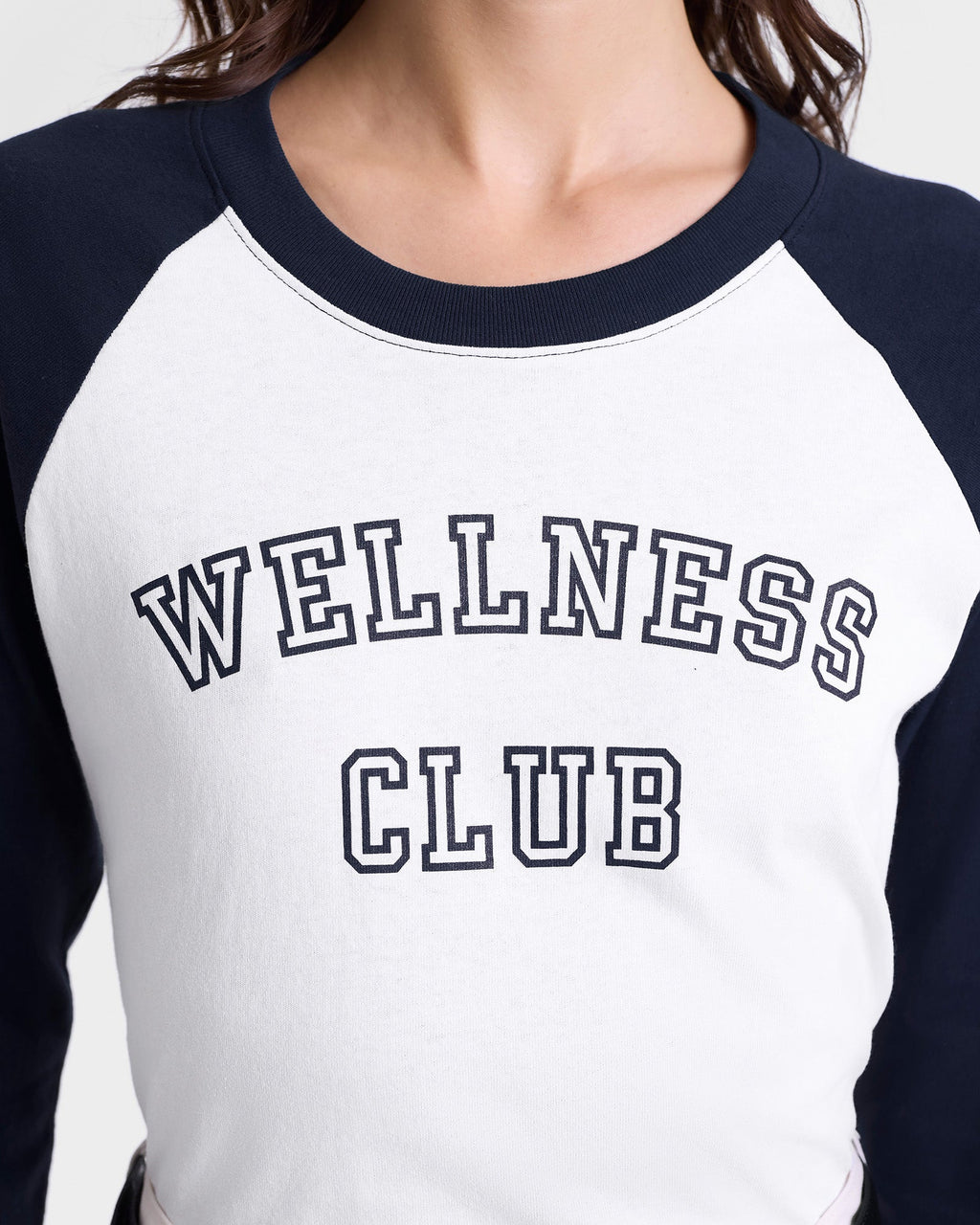 Wellness Club Baseball Tee - White/Navy