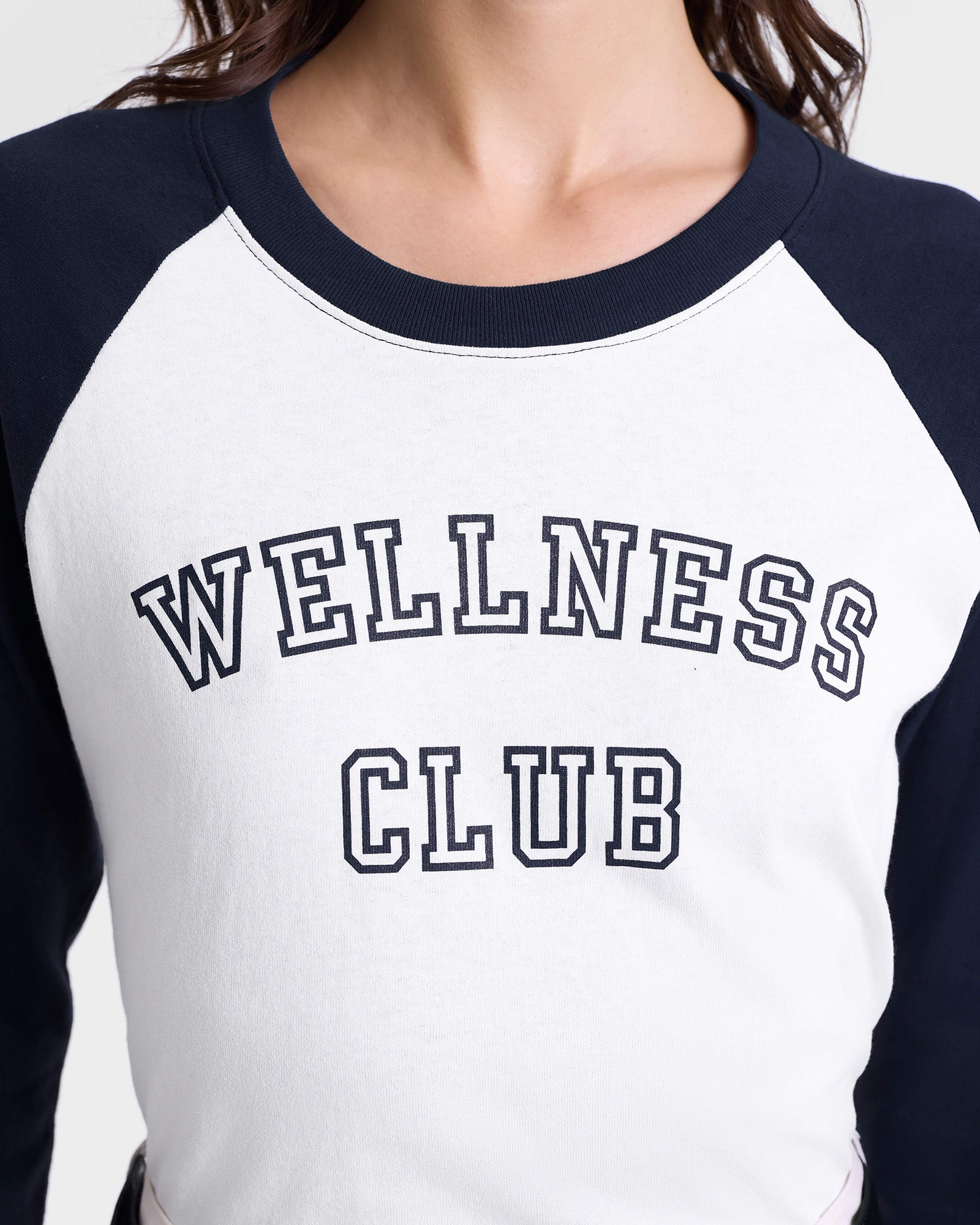 Wellness Club Baseball Tee - White/Navy