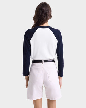 Wellness Club Baseball Tee - White/Navy