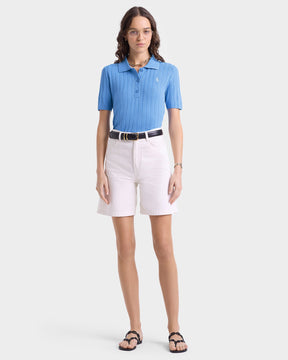 SRC Ribbed Polo - Juniper/White