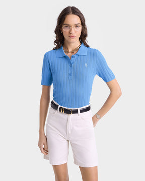 SRC Ribbed Polo - Juniper/White