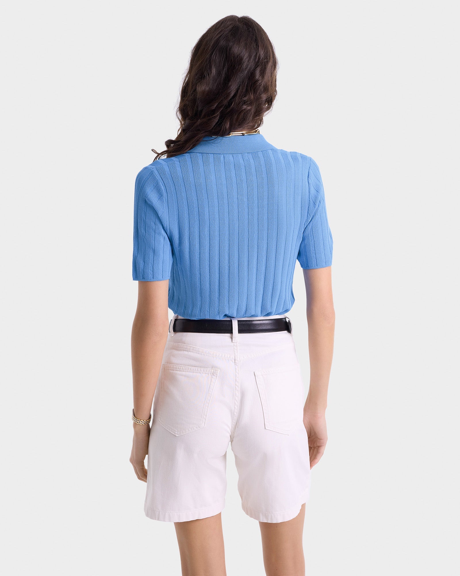 SRC Ribbed Polo - Juniper/White