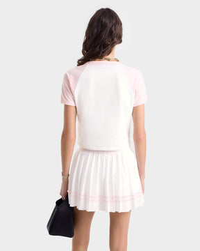 Wellness Club Flocked Baby Tee - White/Pink Dolphin