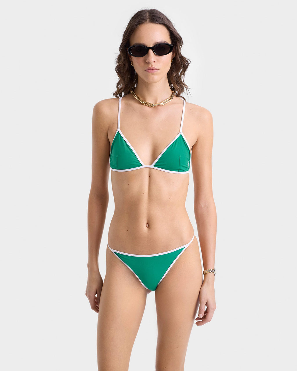 Kate Bikini Bottom - Spring Green/White