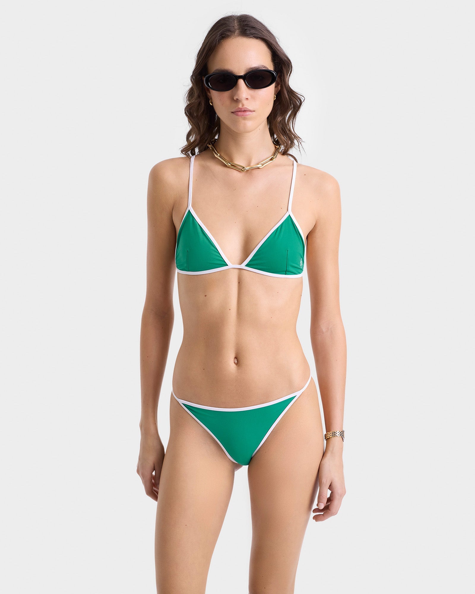 Kate Bikini Top - Spring Green/White