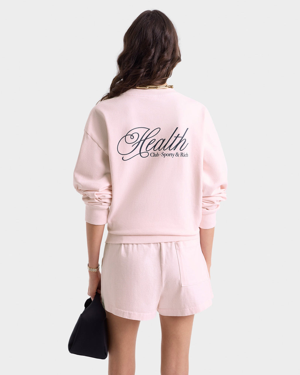 Health Script Crewneck - Pink Dolphin/Navy