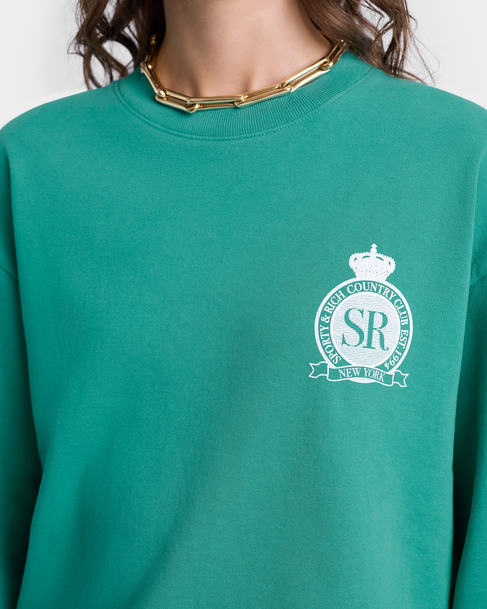Royal Club Crewneck - Spring Green/White