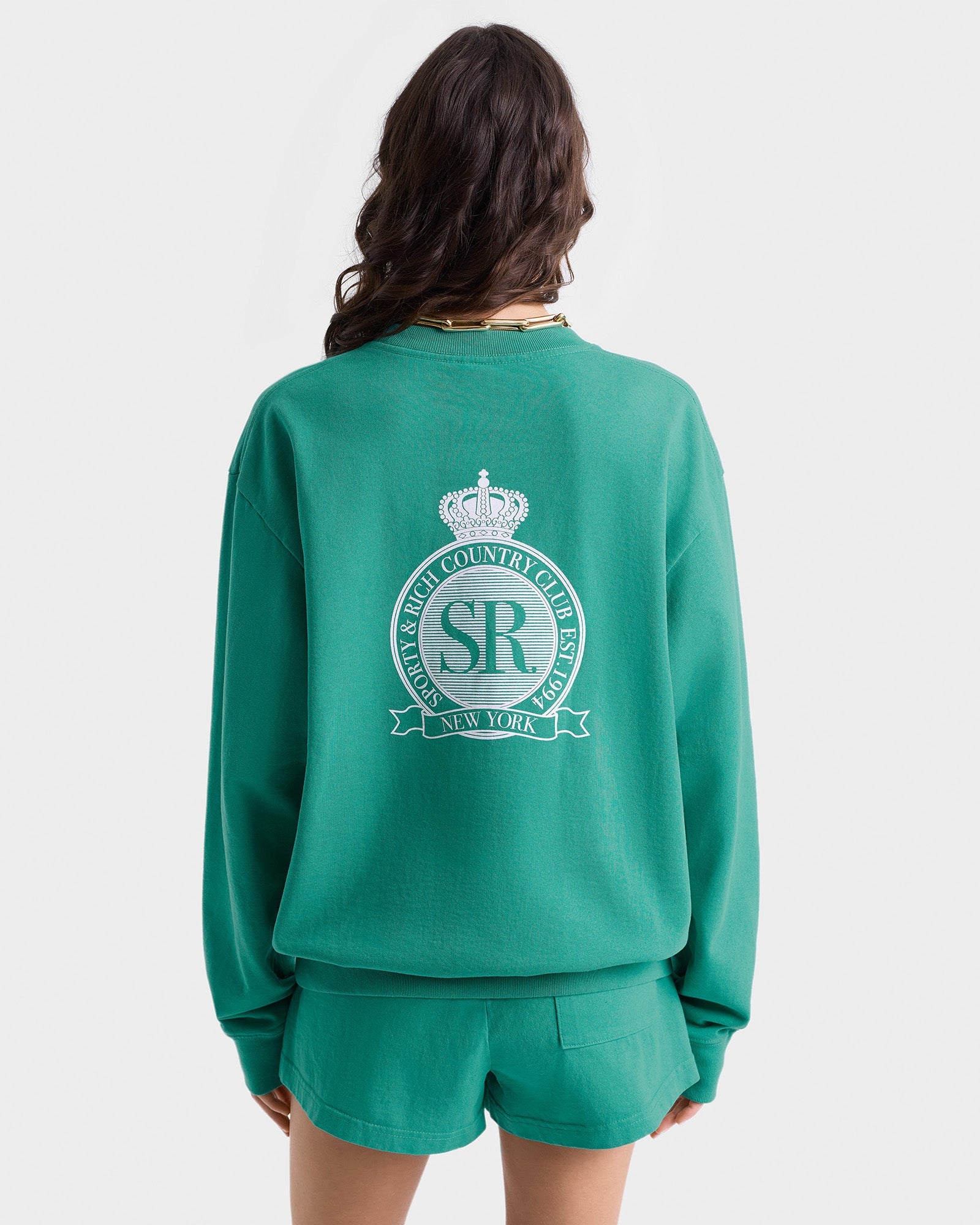 Royal Club Crewneck - Spring Green/White