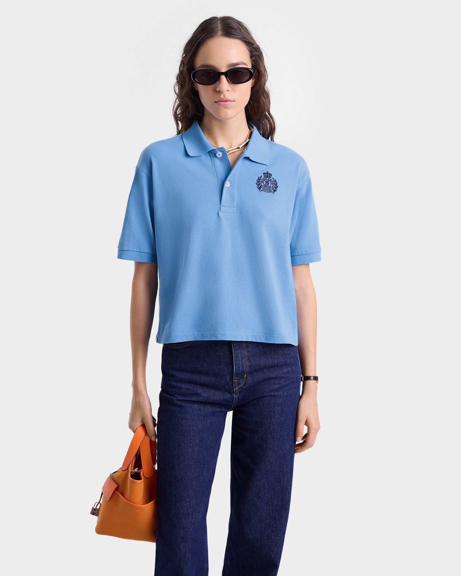 H&W Crest Pique Polo - Juniper/Navy