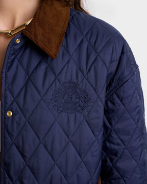 H&W Crest Nylon Cropped Quilted Jacket - Navy