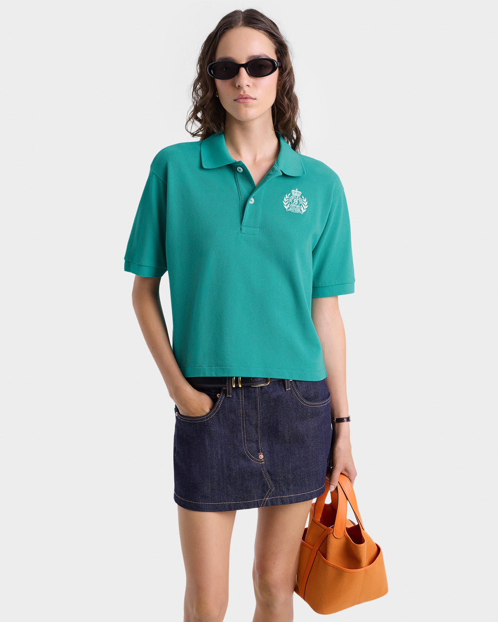 H&W Crest Pique Polo - Spring Green/White