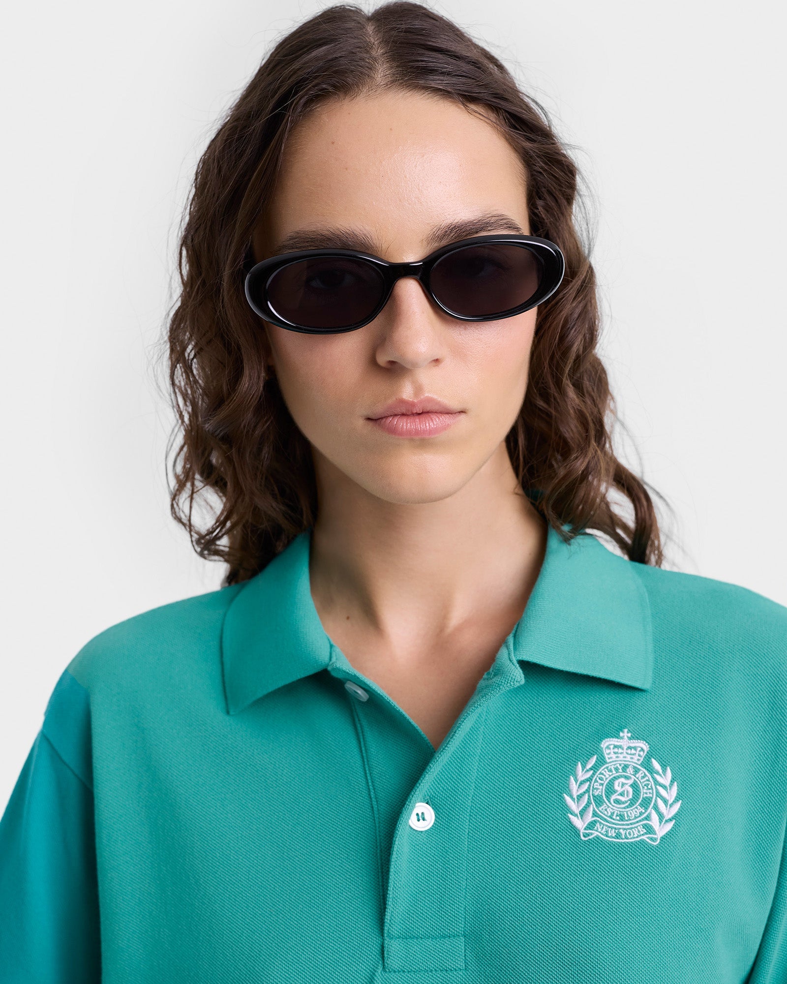H&W Crest Pique Polo - Spring Green/White