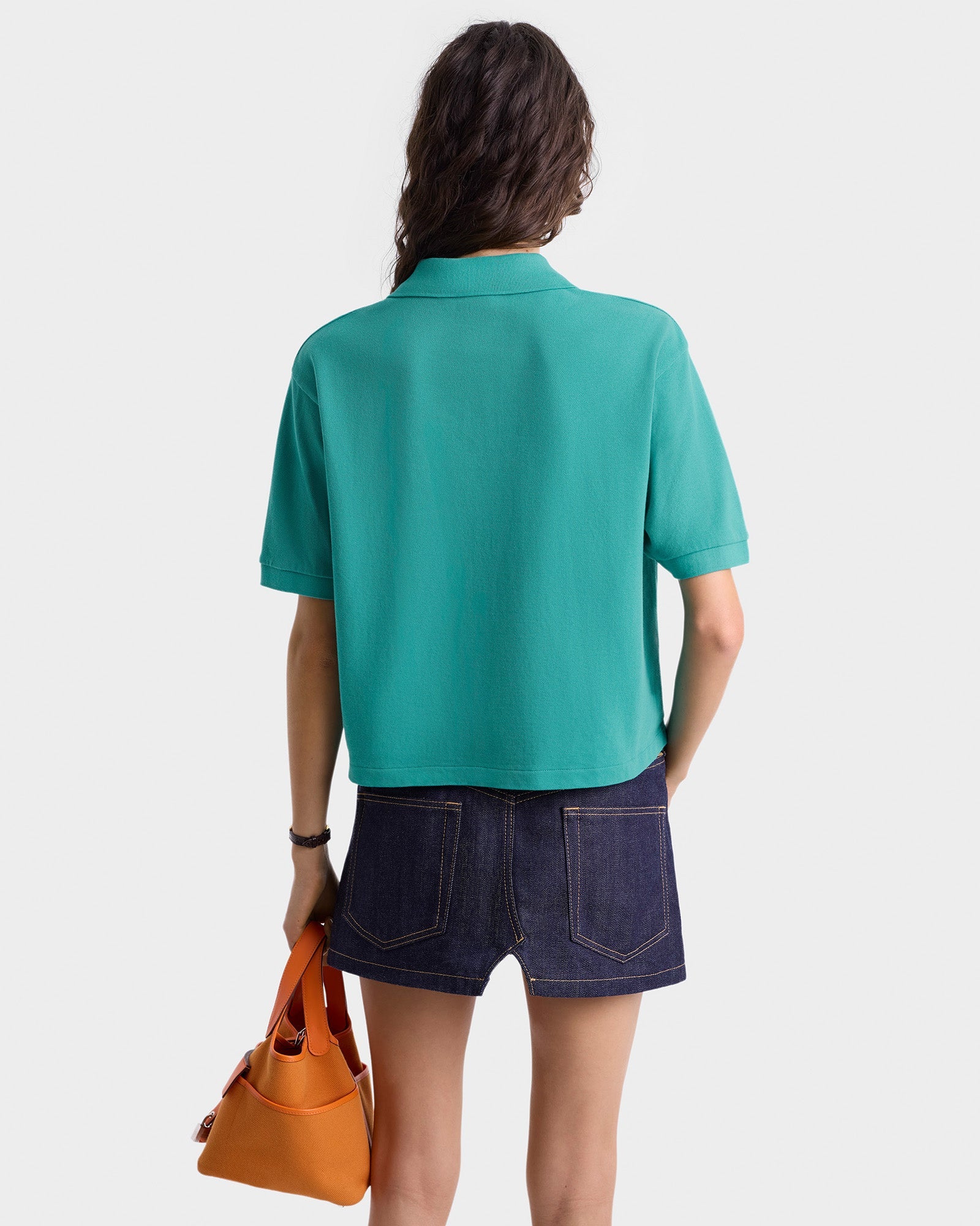 H&W Crest Pique Polo - Spring Green/White