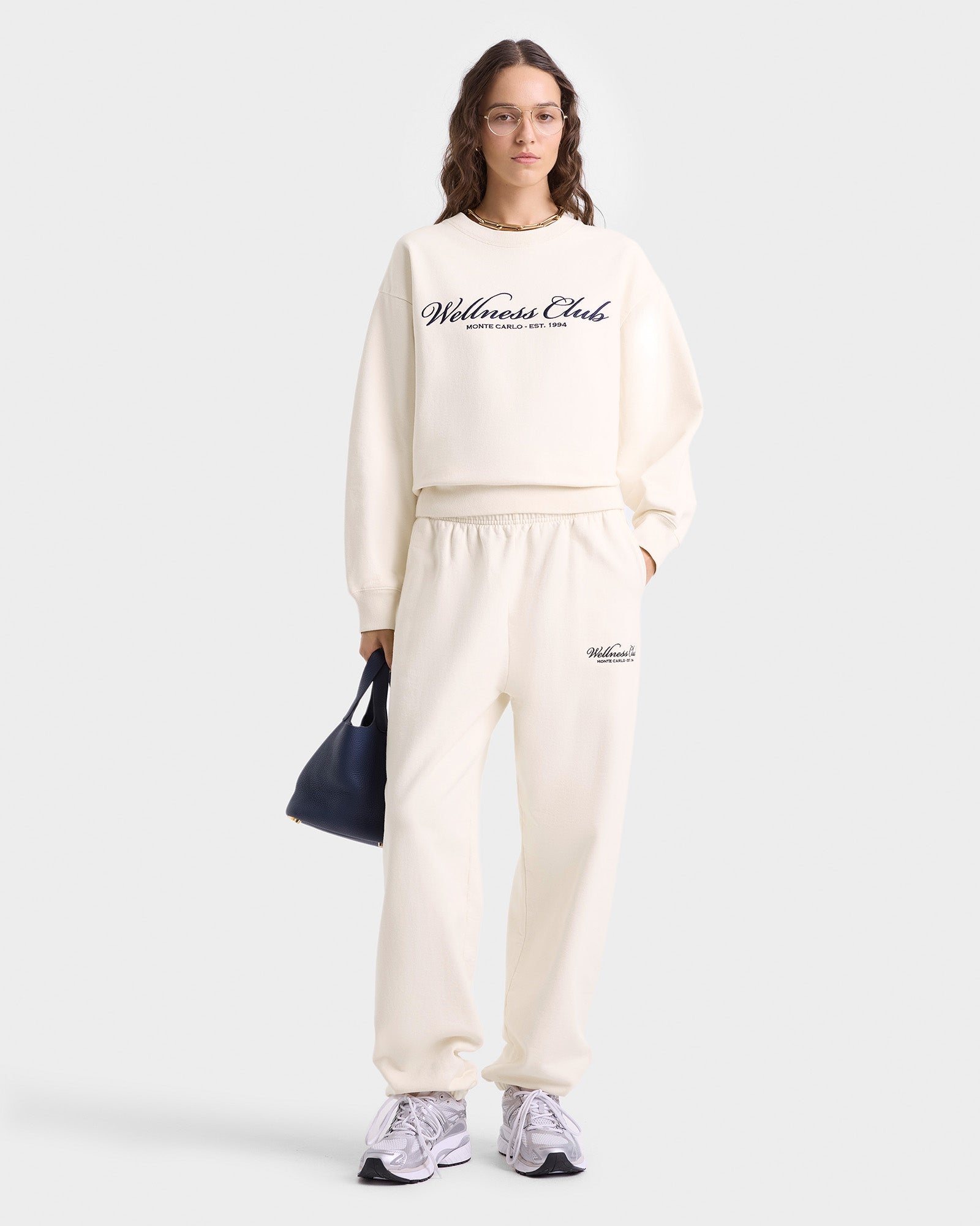 Wellness Club Embroidered Sweatpant - Cream/Navy