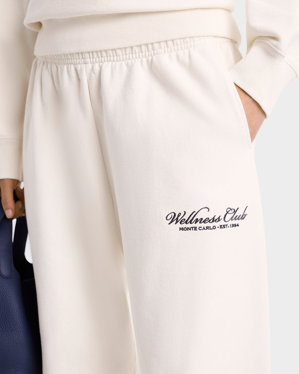 Wellness Club Embroidered Sweatpant - Cream/Navy