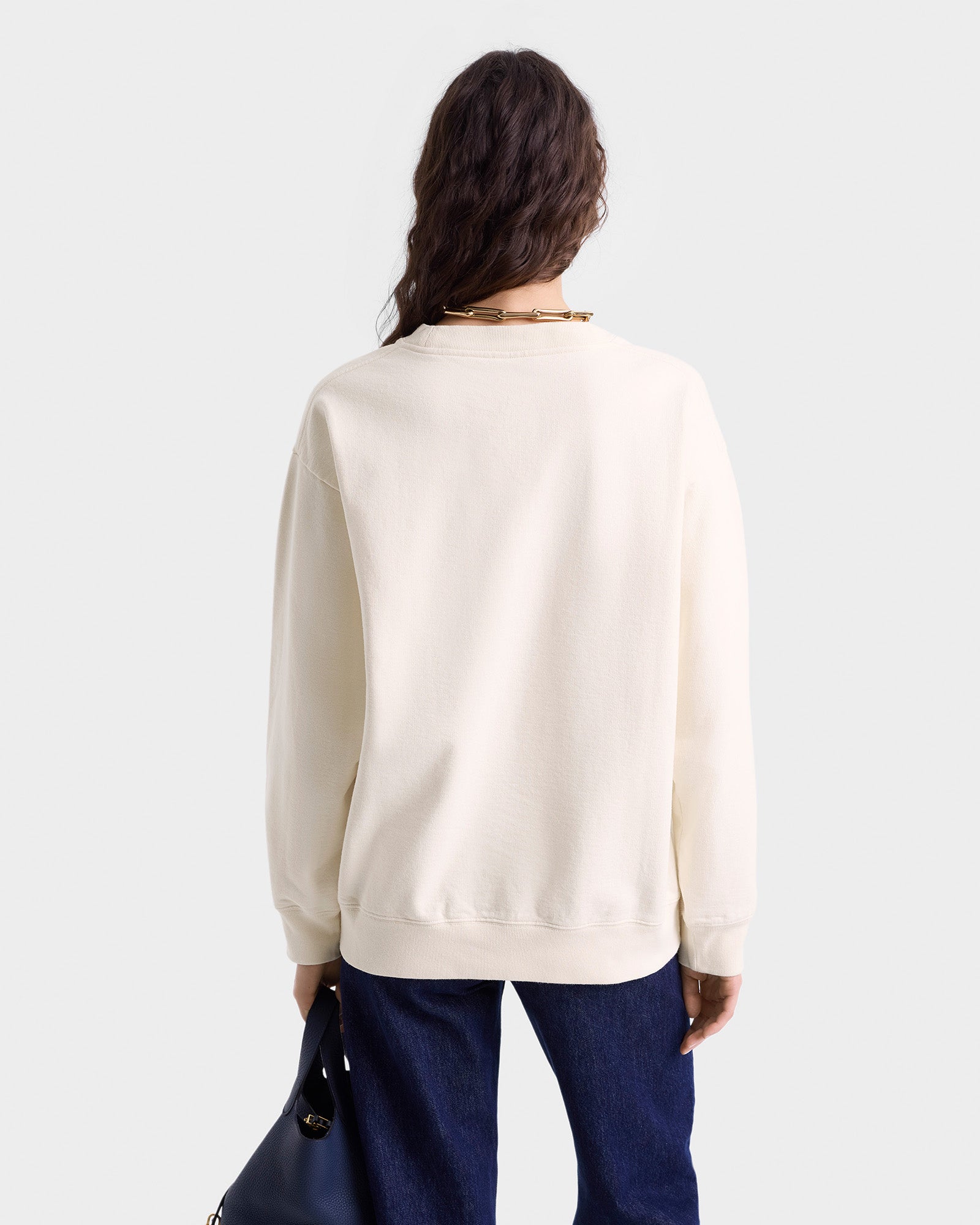 Wellness Club Embroidered Crewneck - Cream/Navy