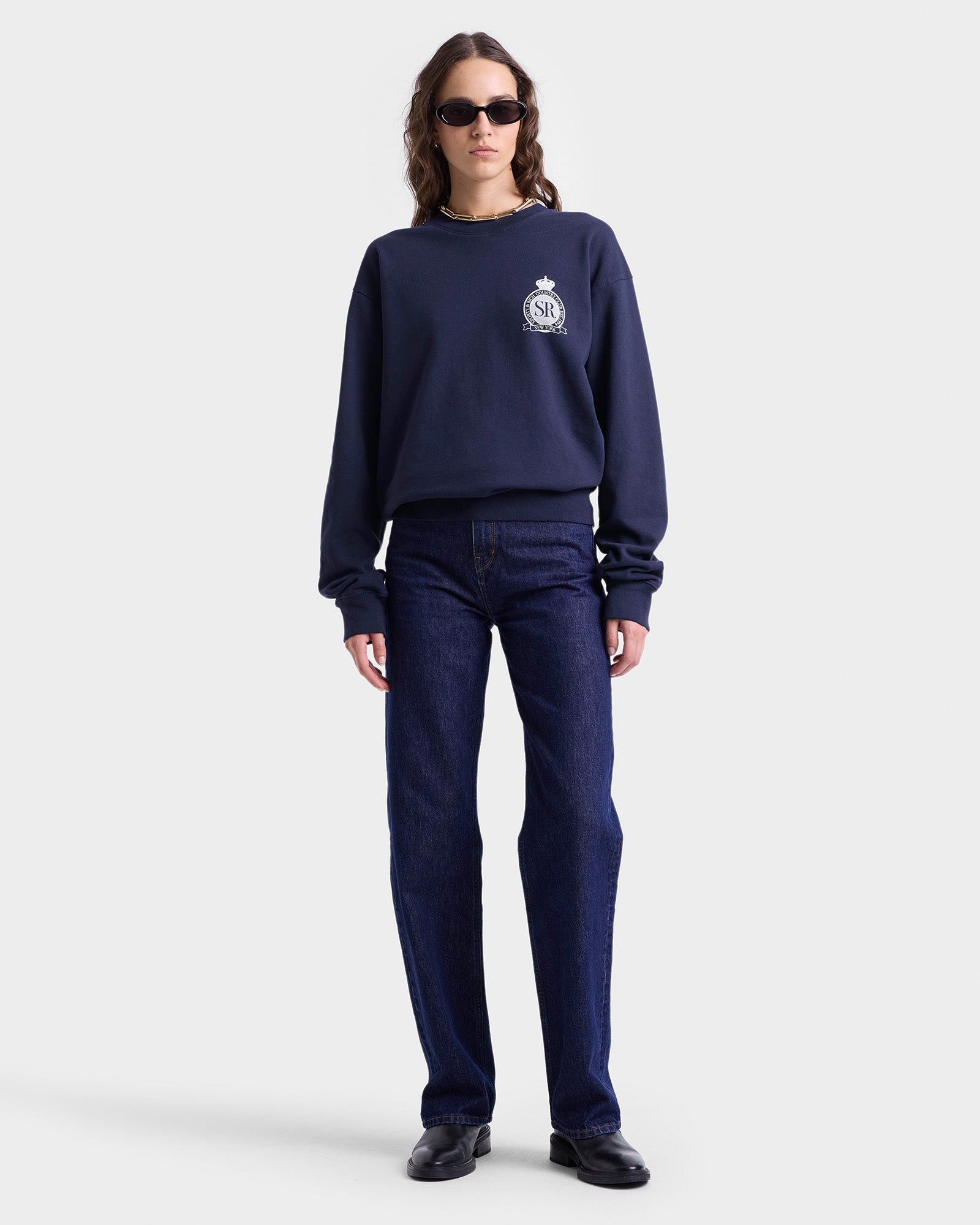 Royal Club Crewneck - Navy/White