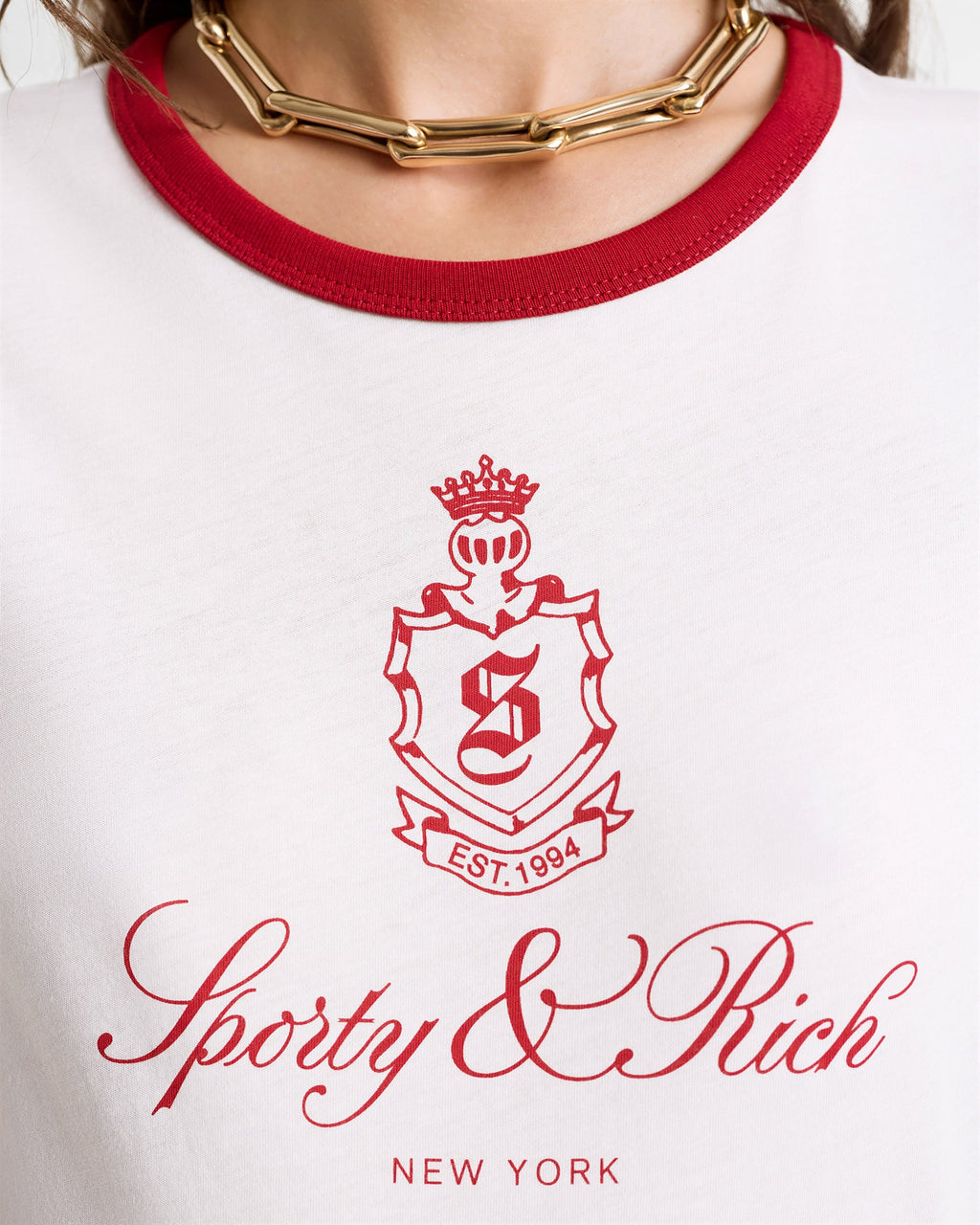 Vendome Ringer Tee - White/Fire red