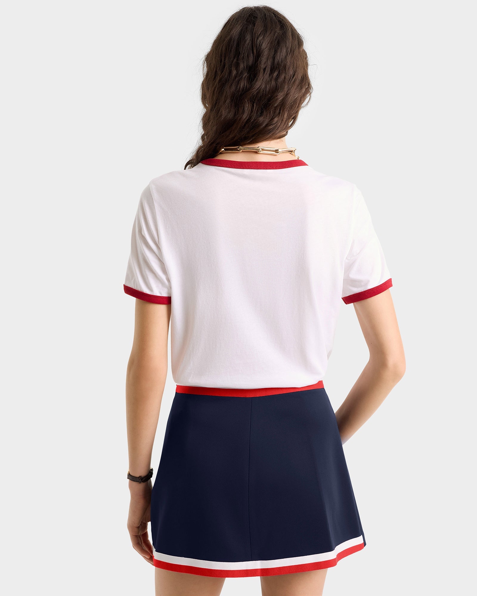 Vendome Ringer Tee - White/Fire red